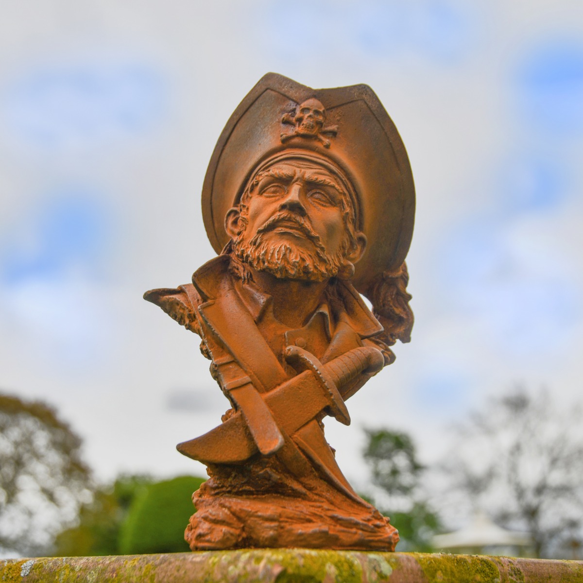 Pirate Bust Cast Iron Rustic Sculpture