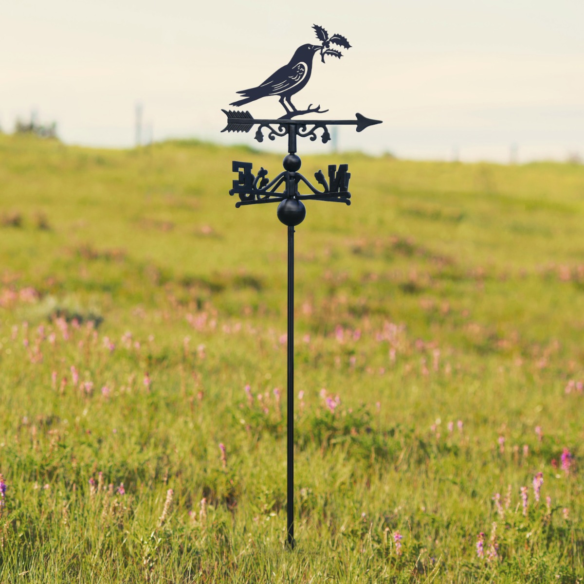 Freestanding Raven & Holly Weathervane