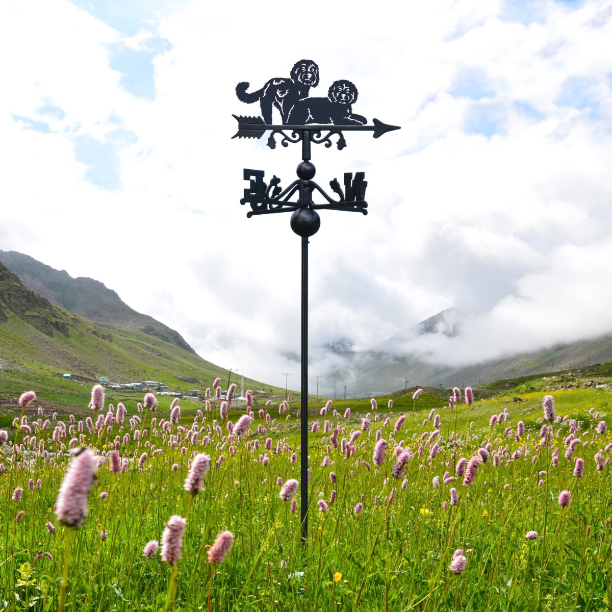 Freestanding Two Cockapoos Weathervane