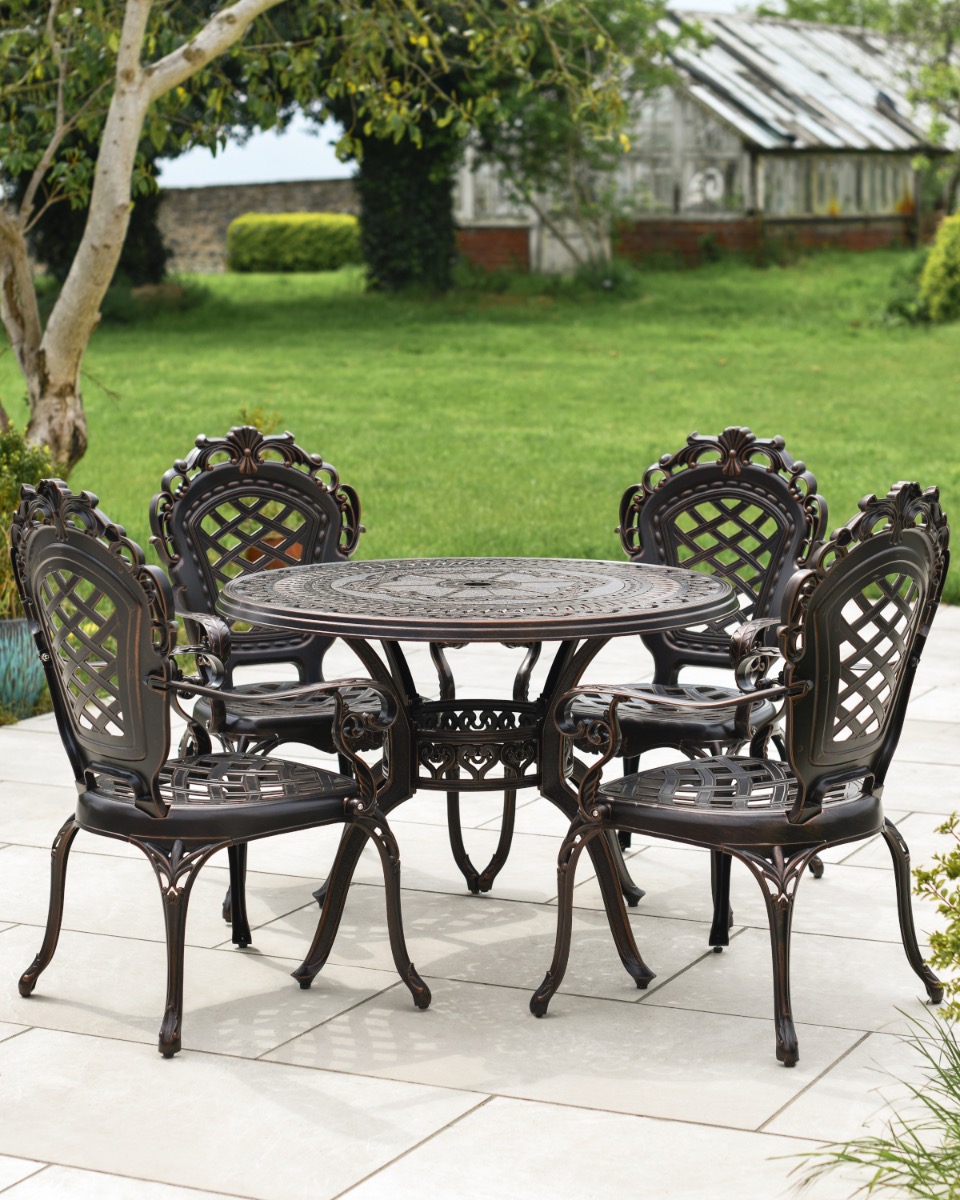 'Blenheim' Four Seater Garden Dining Set - Antique Copper