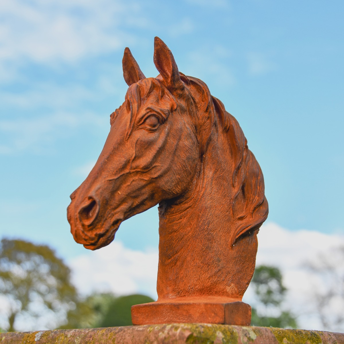 Horse Bust Cast Iron Rustic Sculpture