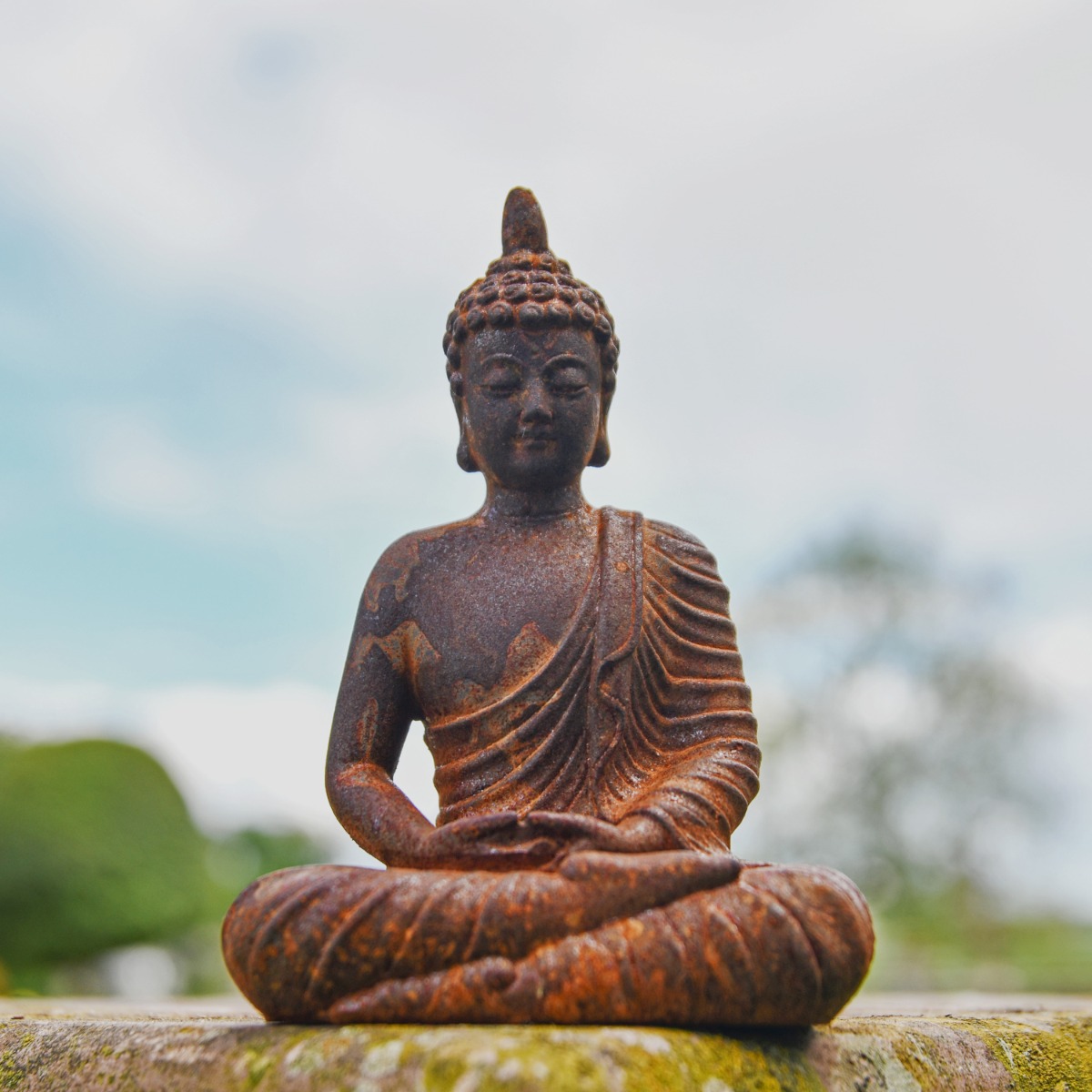 Meditating Buddha Cast Iron Rustic S…