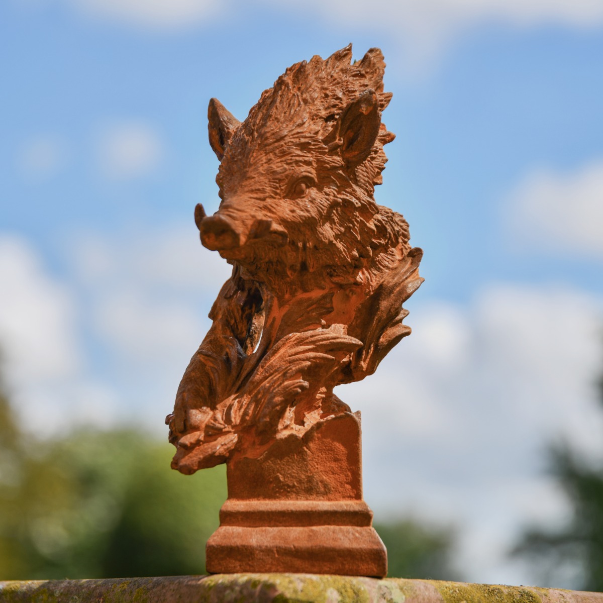 Warthog Bust Cast Iron Rustic Sculpture