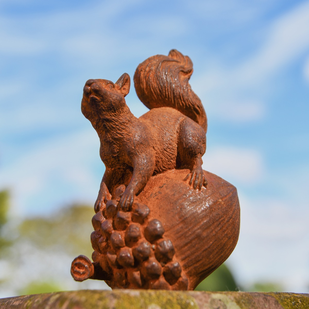 Squirrel with Acorn Cast Iron Rustic Sculpture