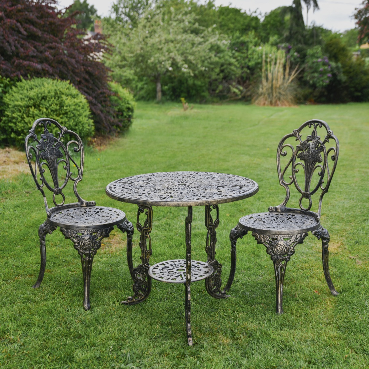"Rose Garden" Brushed Gold Two Seat Dining Set