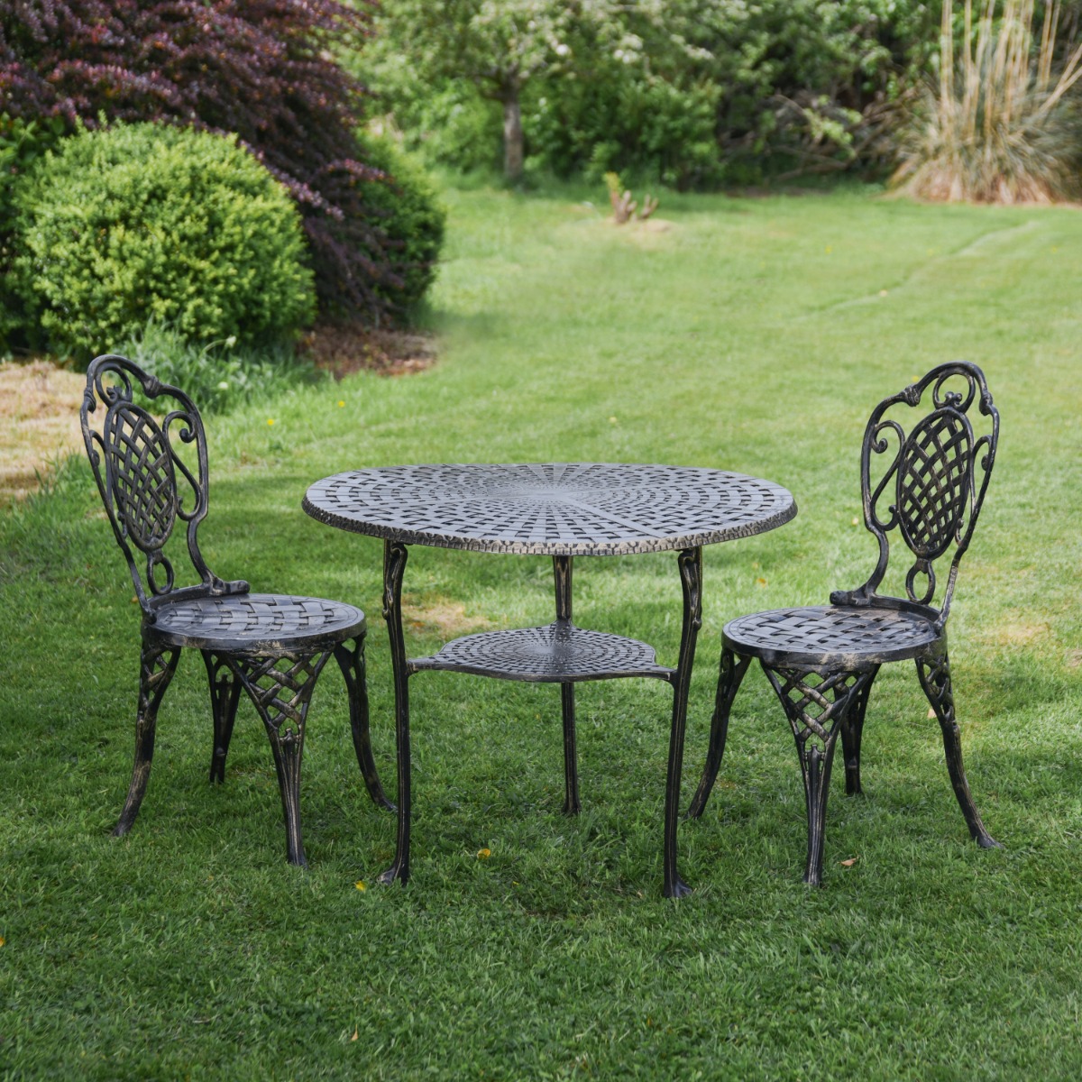 "Tudor House" Brushed Gold Two Seat Dining Set