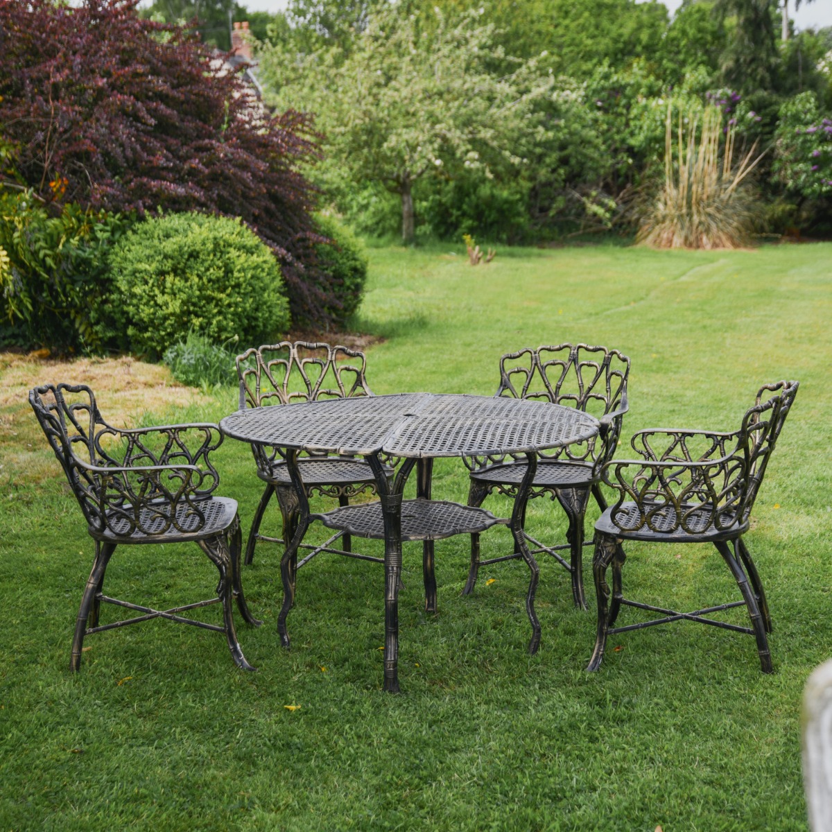 'Riviera' Four Seat Dining Set - Brushed Gold