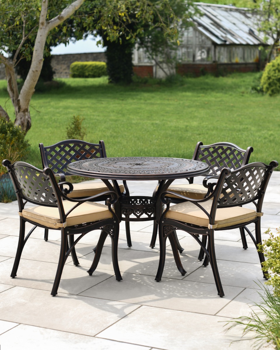 Deluxe "Hestercombe" Outdoor Four Seater Furniture Set In Antique Copper