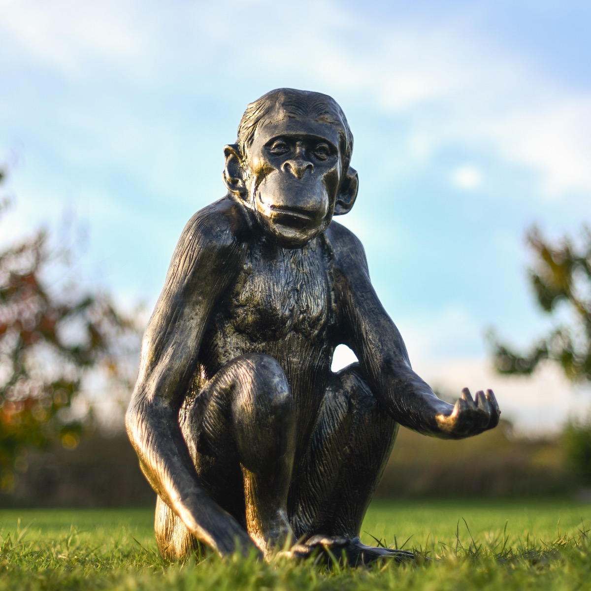 'Winston' Brushed Gold Cast Aluminium Monkey Sculpture