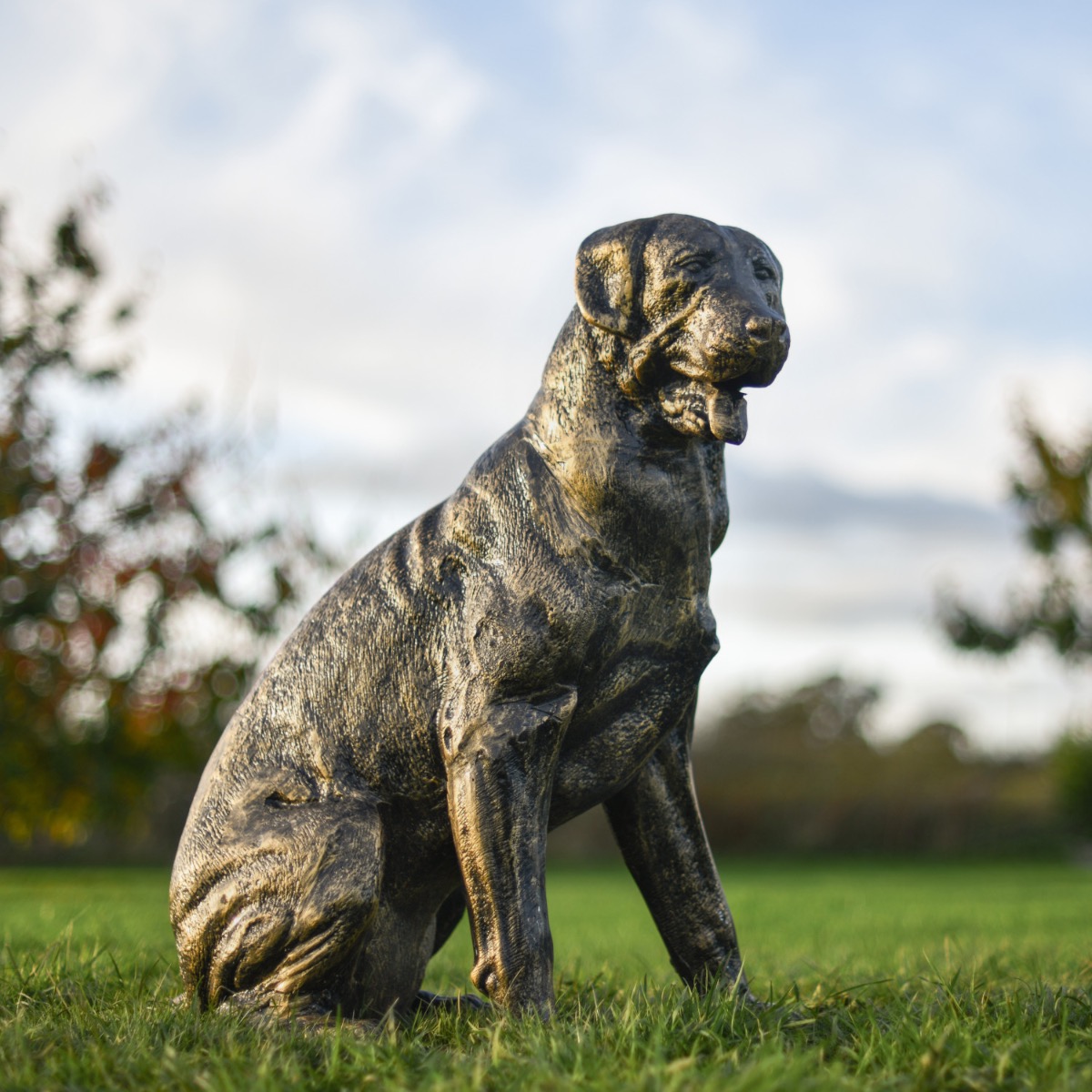 Antique "Sadie" Gold Rottweiler Garden Sculpture