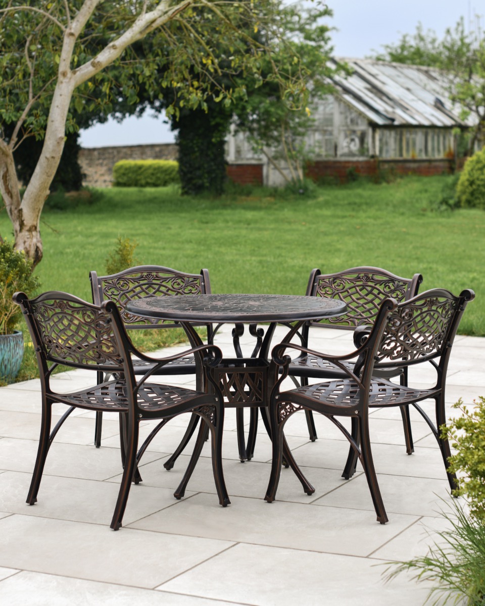 'Brockhampton' Four Seater Garden Dining Set - Antique Copper