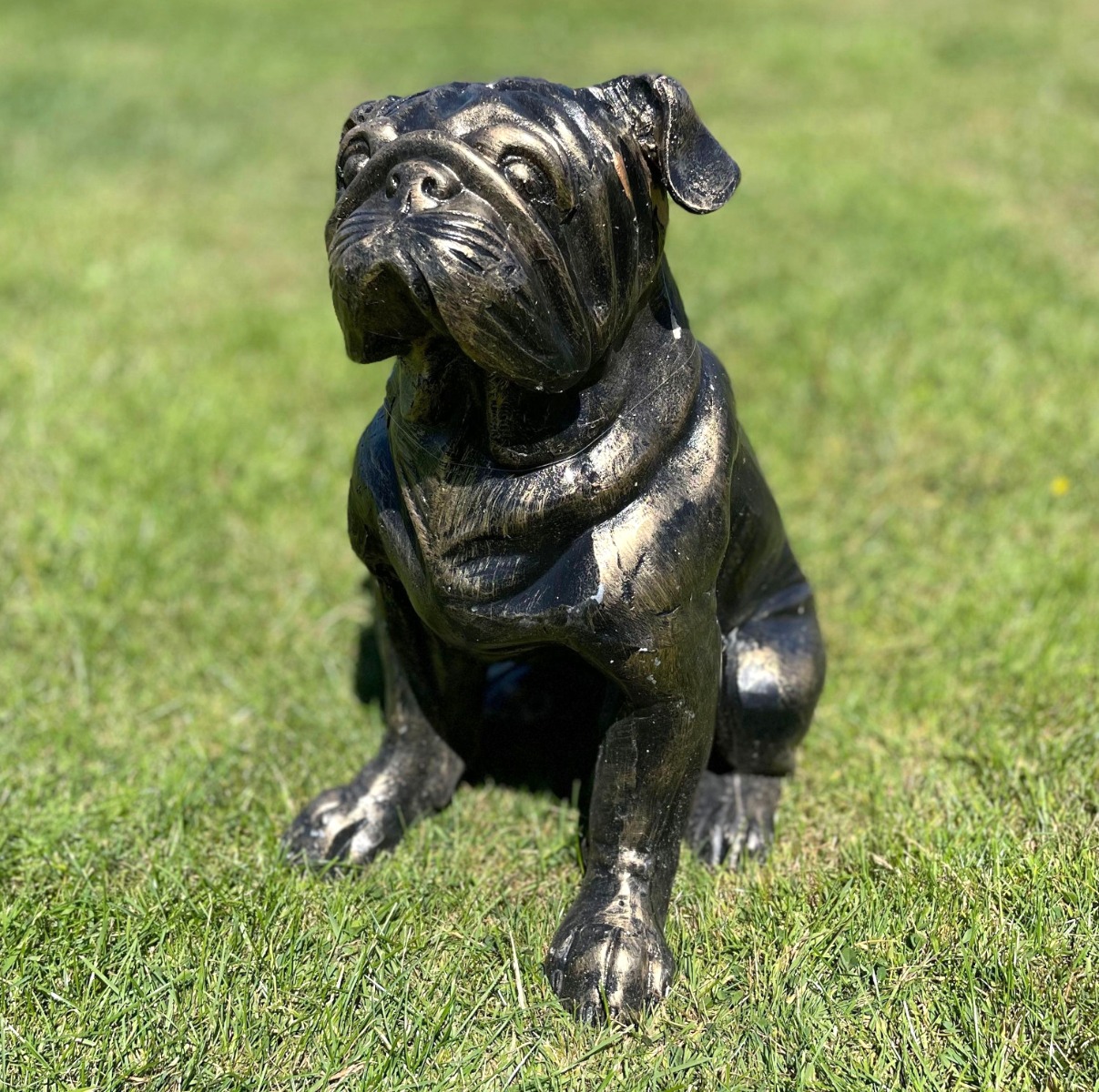 Black & Gold Bulldog Garden Sculpture