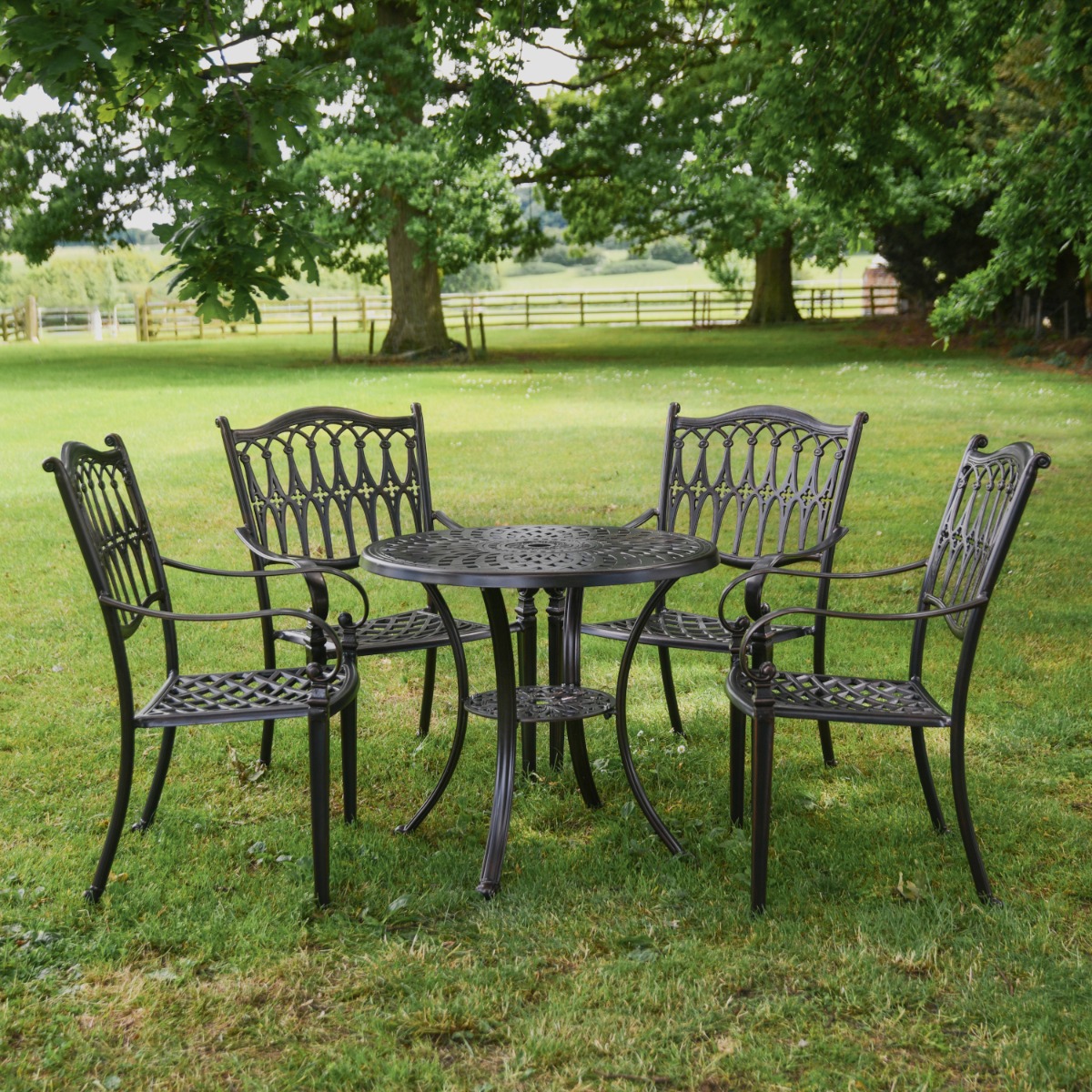 'Victoria' Four Seater Garden Dining Set - Antique Copper