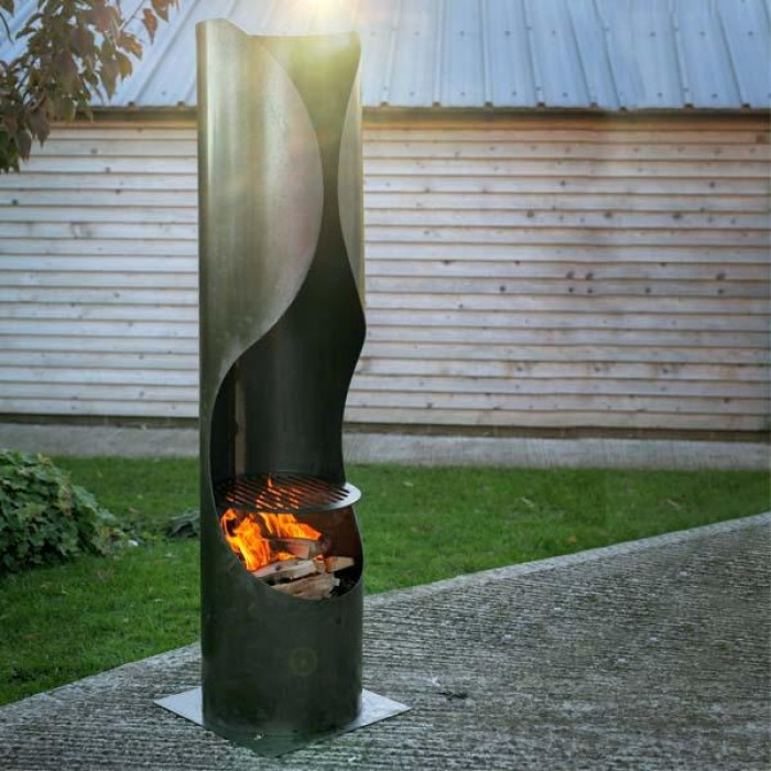 Contemporary Curved Chimenea with Swing Arm - 152cm