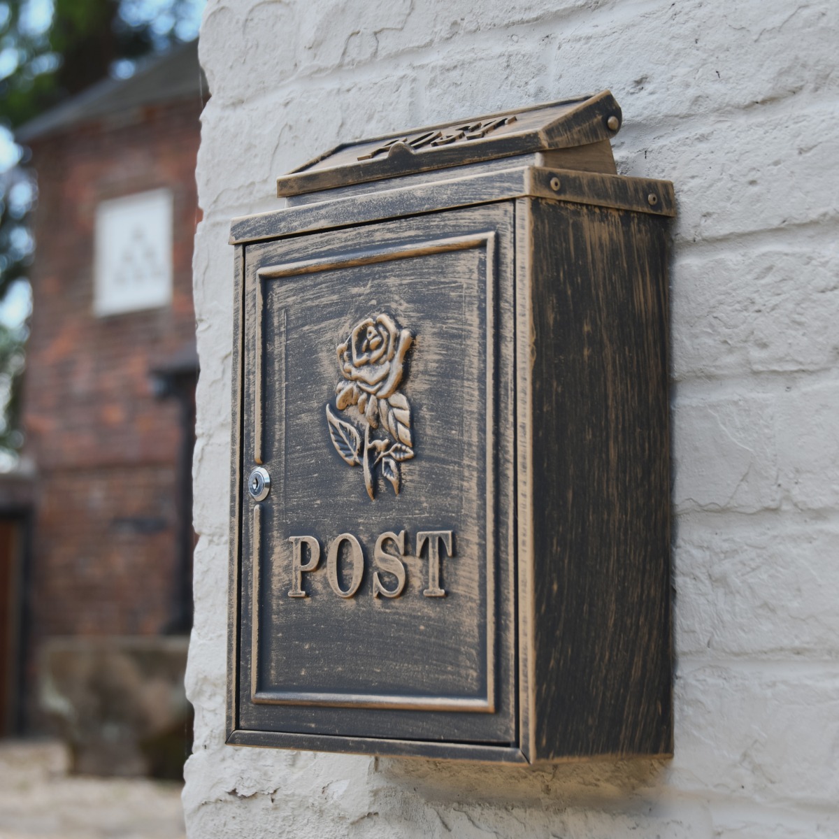 Antique Rose Wall Mounted Post Box