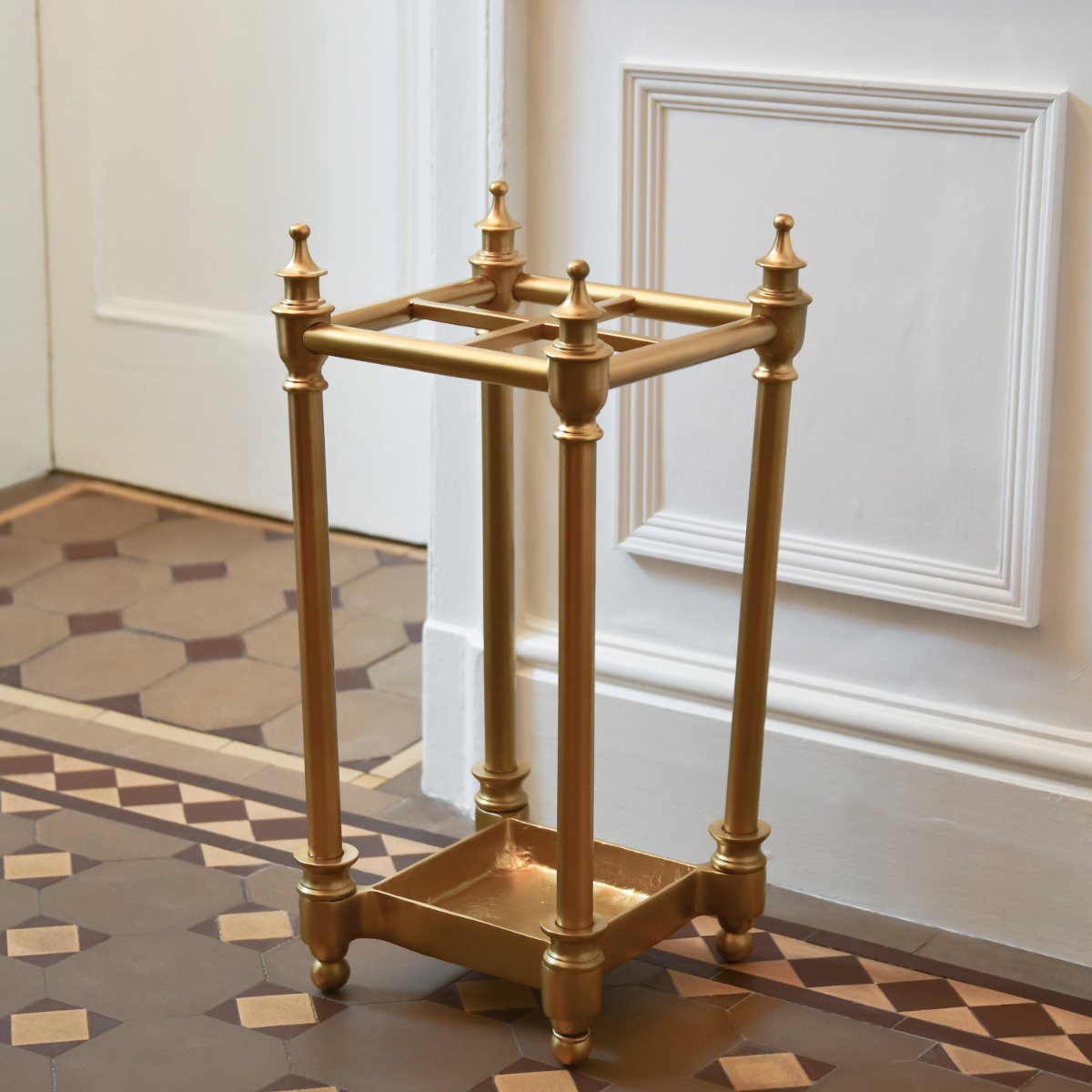 Square Antique Brass Umbrella Stand