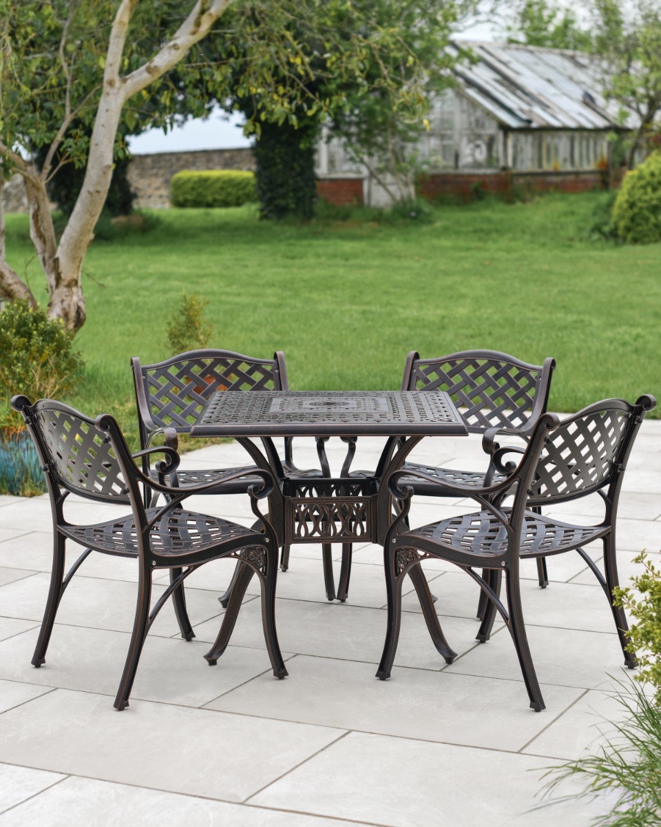 'Packwood' Antique Copper Four Seater Garden Dining Set