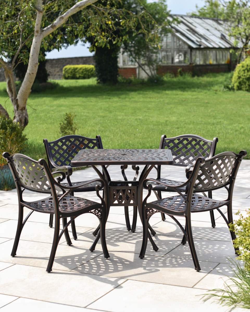 "Sunnycroft" Antique Copper Four Seater Garden Dining Set