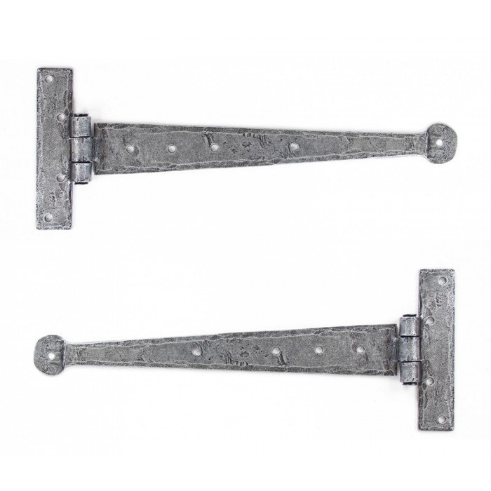 Pewter Round Ended Tee Hinges - 12"