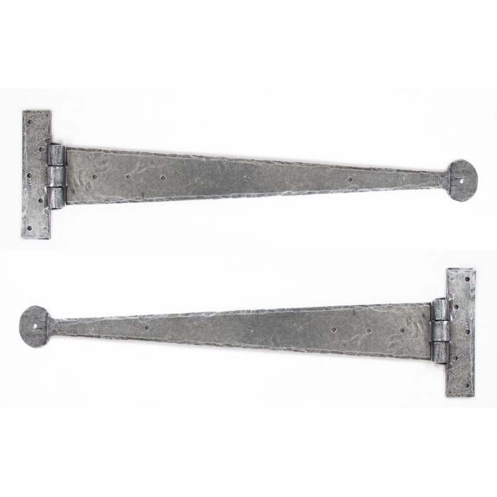 Pewter Rounded Ended Tee Hinges - 22"