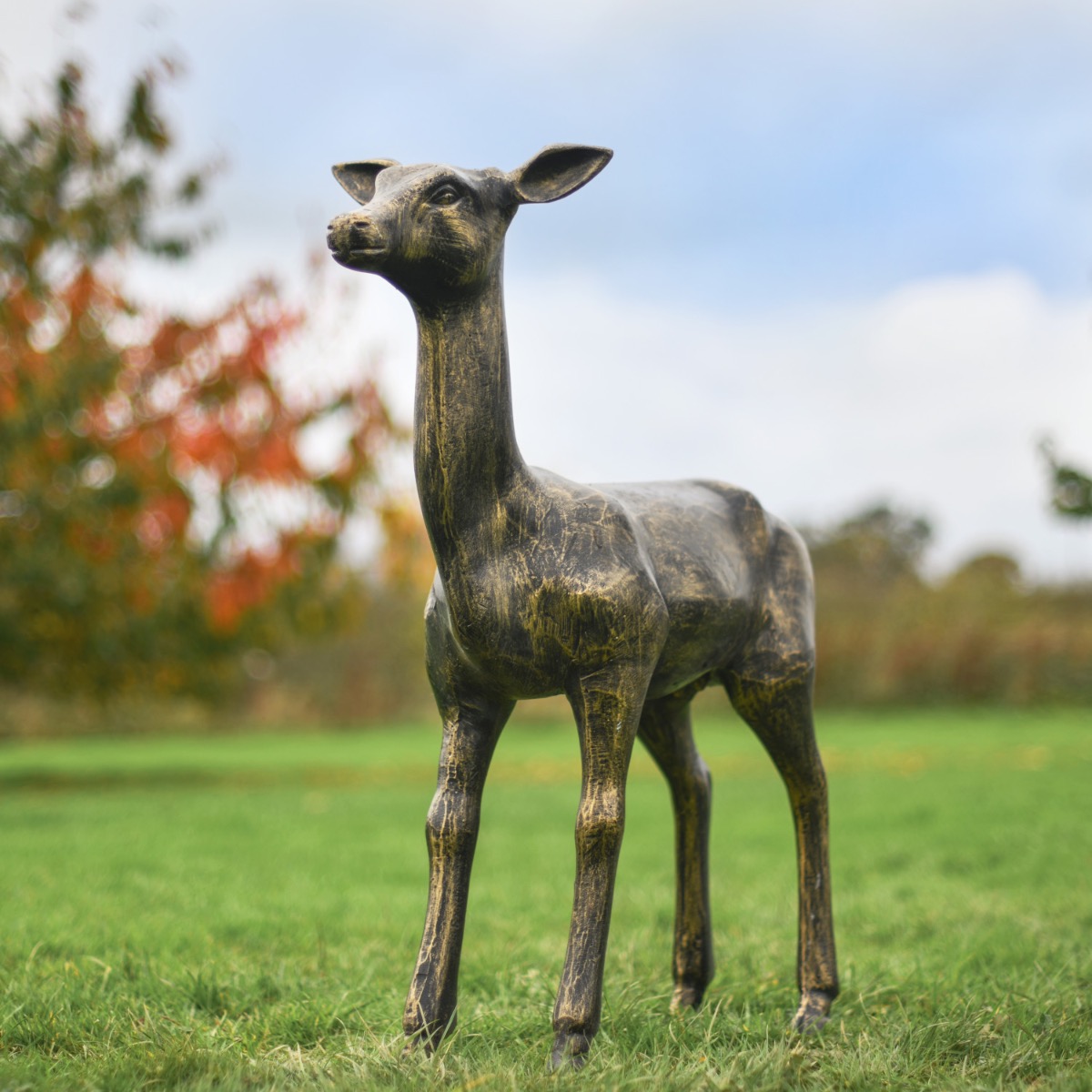 "Clover" Regal Doe Brushed Gold Sculpture