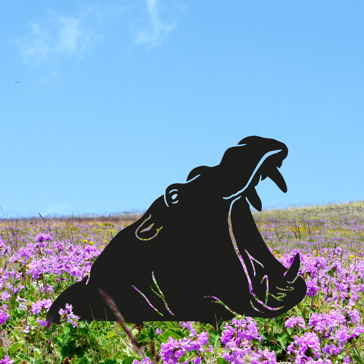 Hippo Head Sheet Steel Silhouette in Black Finish