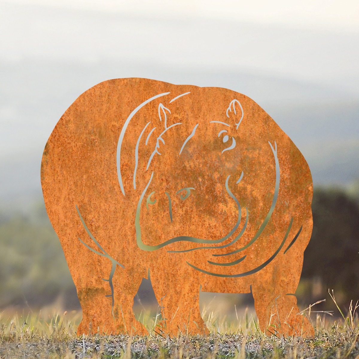 Hippo Sheet Steel Silhouette in Rustic Finish