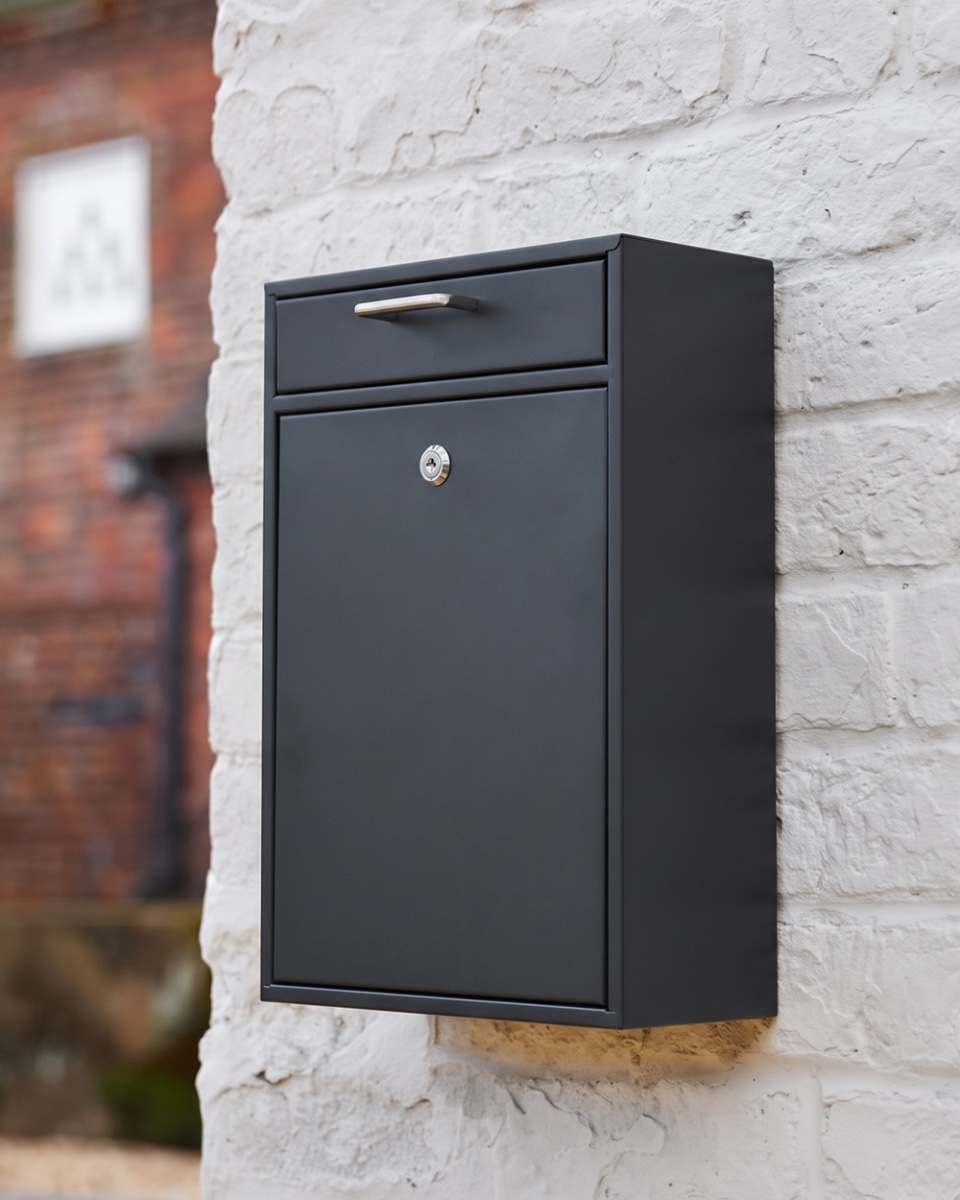 "Brookville" Modern Black Wall Mounted Post Box