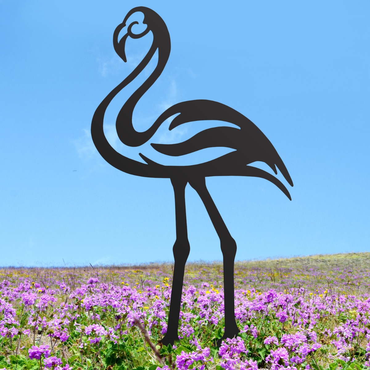 Modern Flamingo Sheet Steel Silhouette in Black Finish