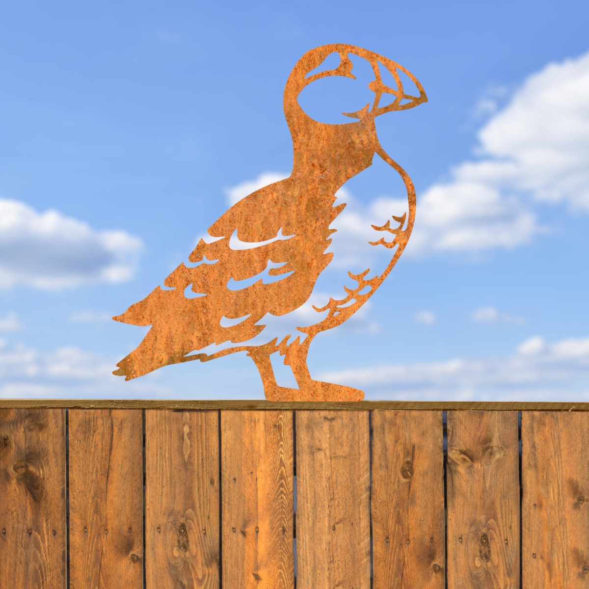 Steel Puffin Fence Topper - Rustic