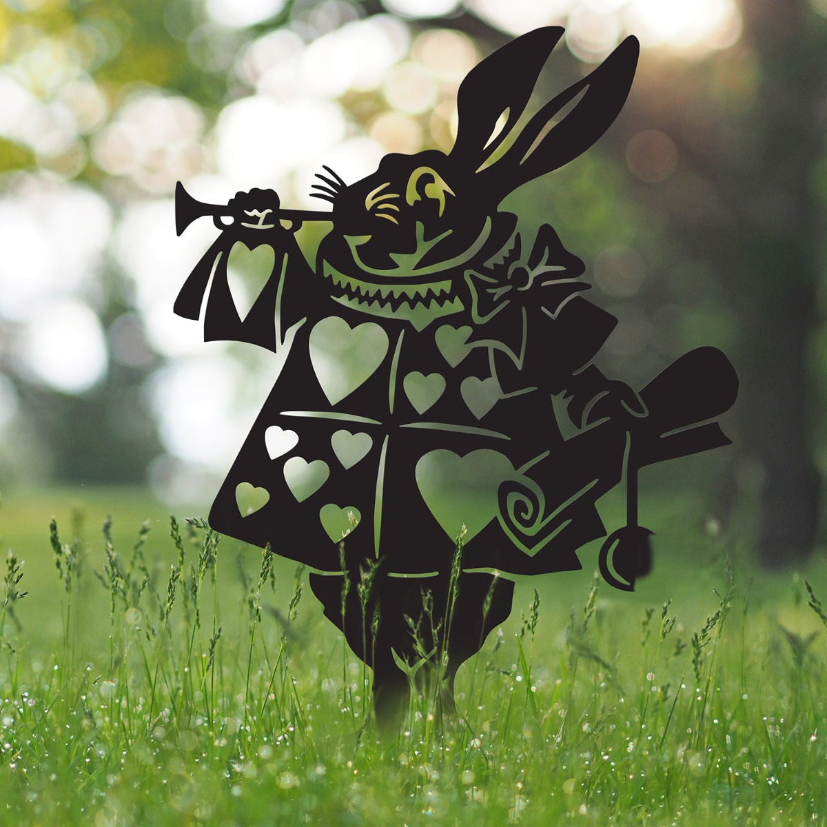Black Rabbit With Trumpet Steel Silhouette