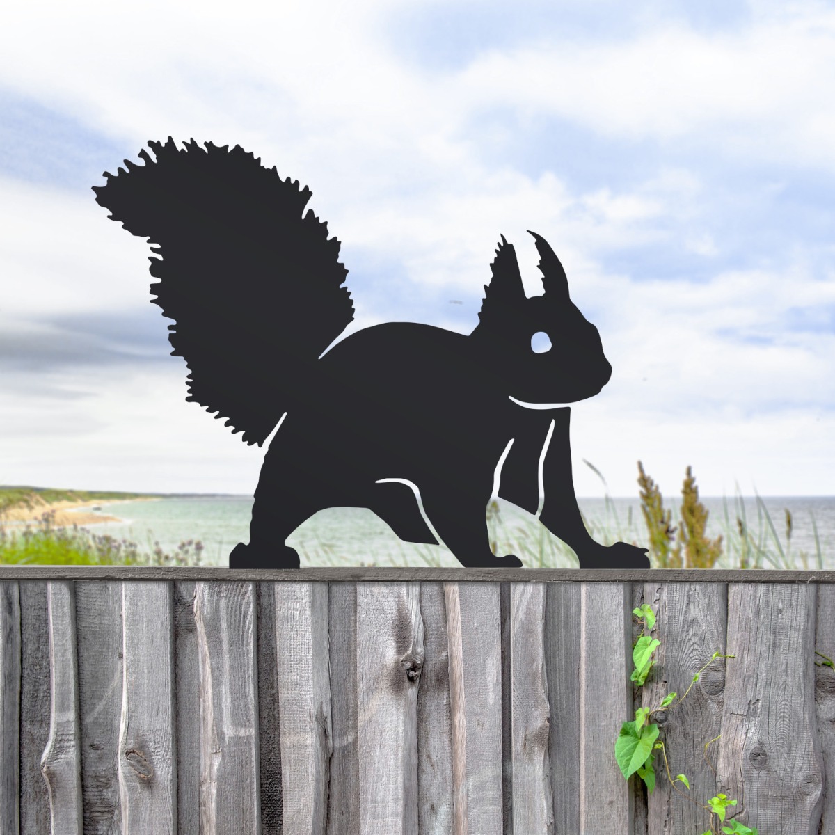 Steel Red Squirrel Fence Topper - Black