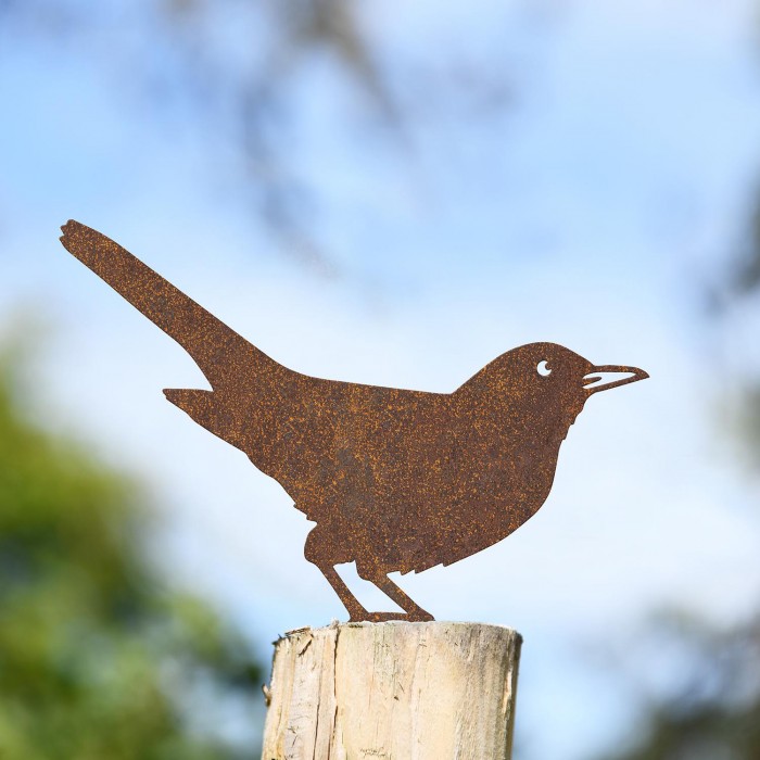 Steel Blackbird Fence Topper - Rustic