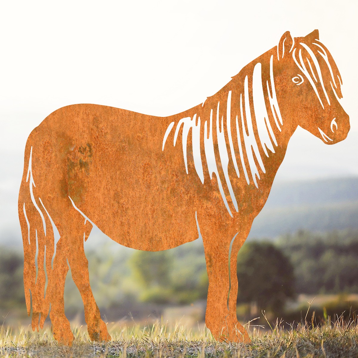 Shetland Pony Sheet Steel Silhouette in Rustic Finish