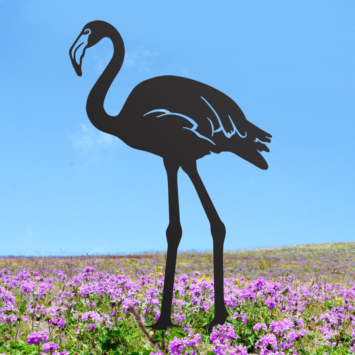 Standing Flamingo Sheet Steel Silhouette in Black Finish