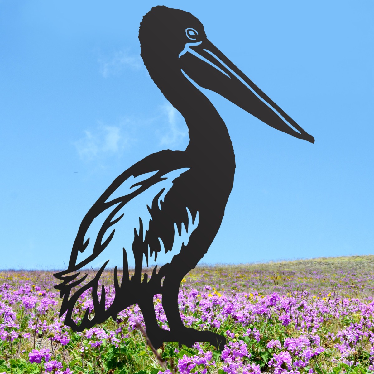 Standing Pelican Sheet Steel Silhouette in Black Finish