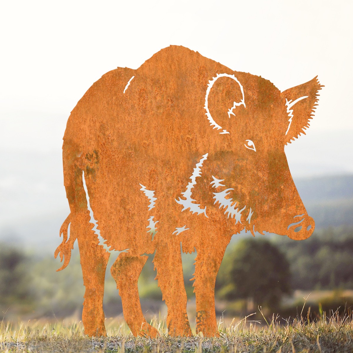 Wild Boar Sheet Steel Silhouette in Rustic Finish