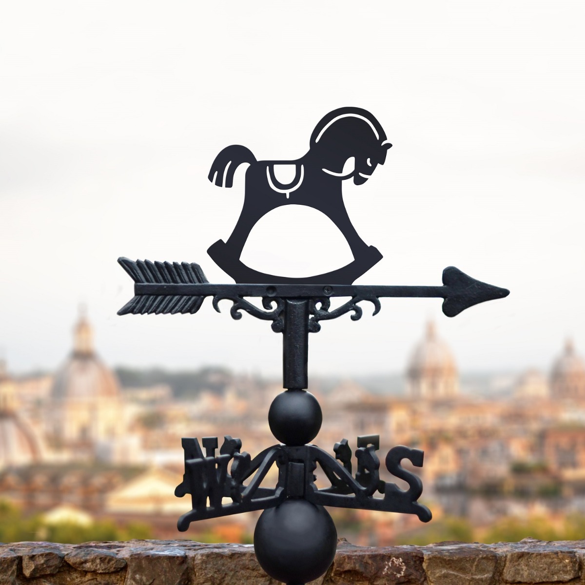 Cast Iron & Steel Rocking Horse Weathervane
