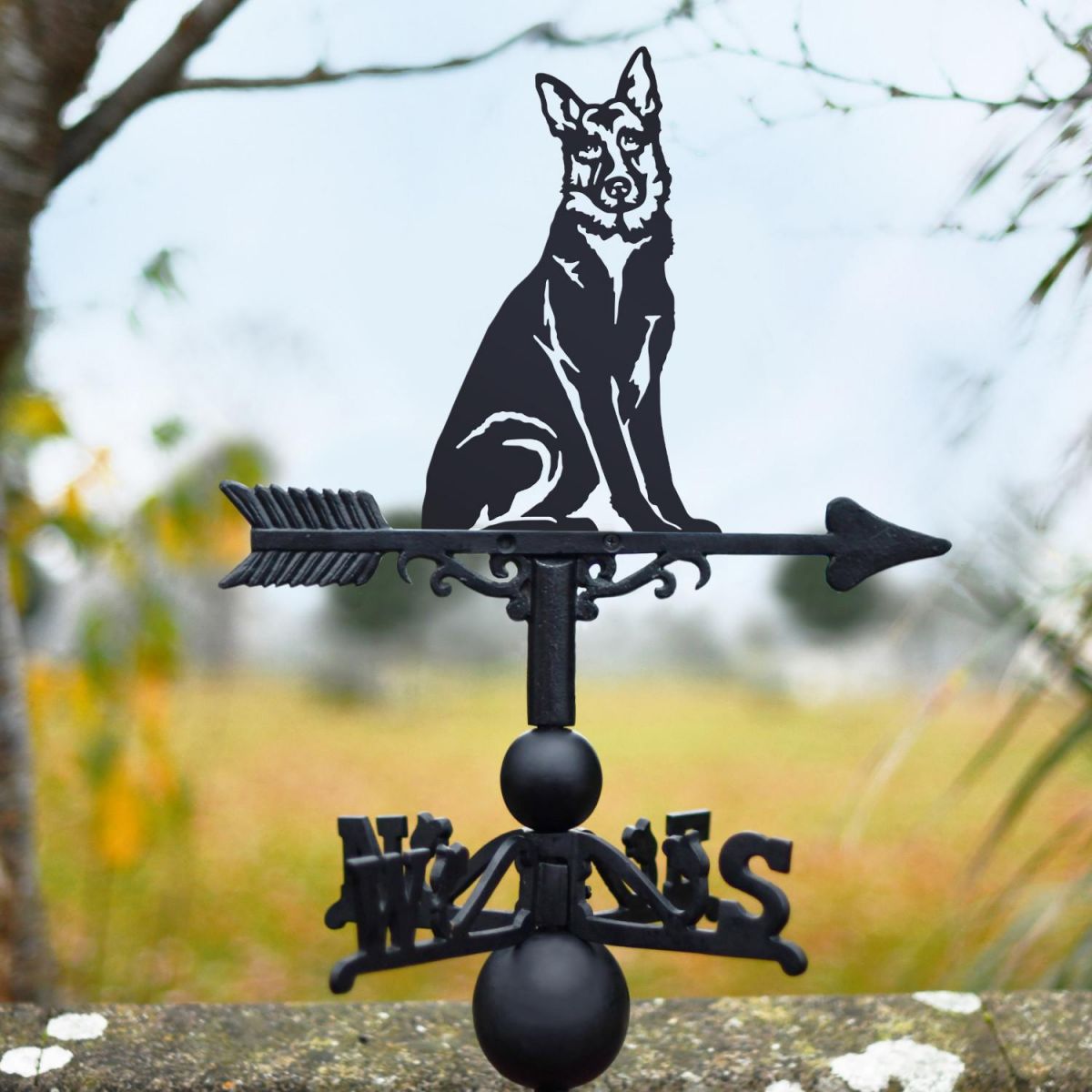 Cast Iron & Steel Sitting German Shepherd Weathervane