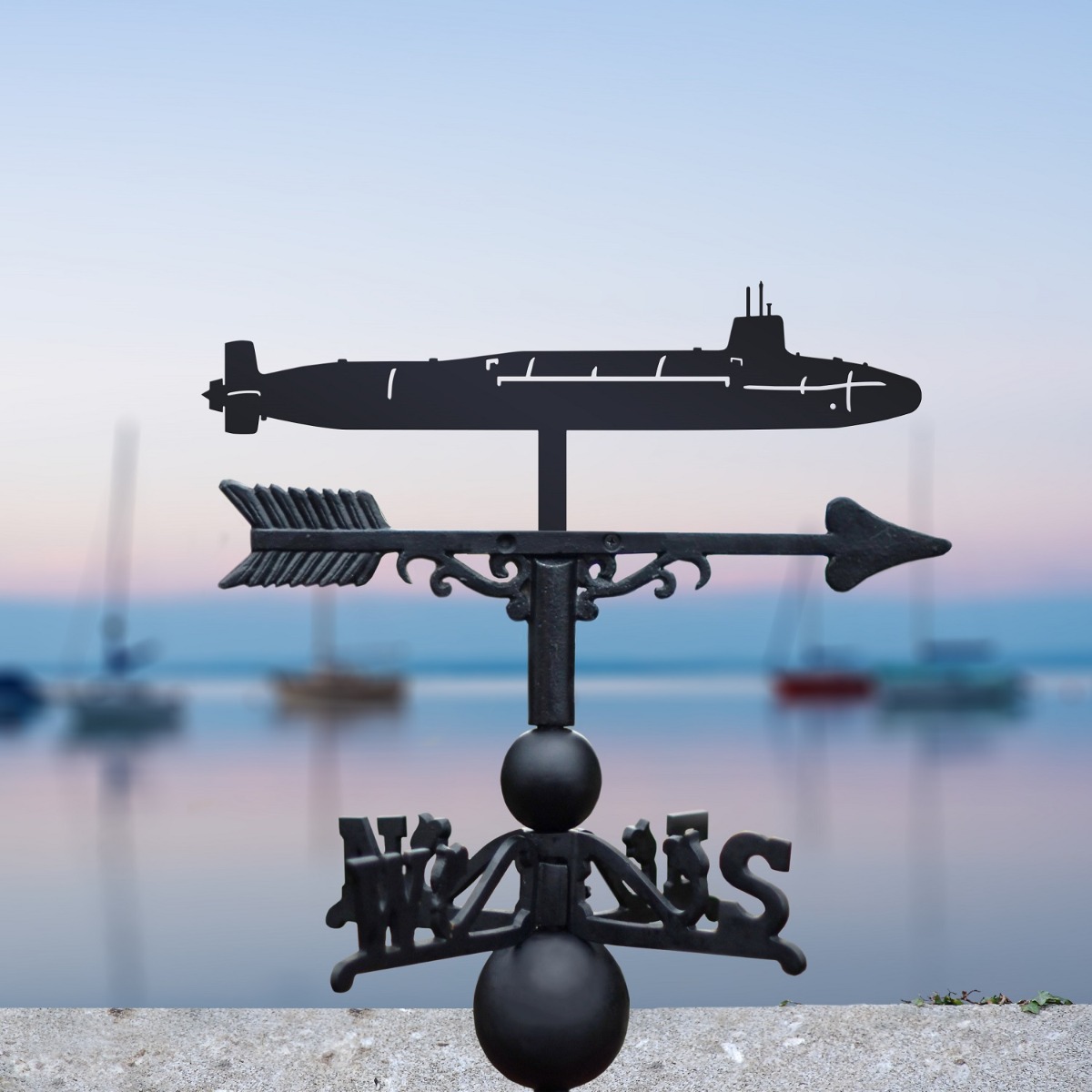 Cast Iron & Steel Vanguard Submarine Weathervane