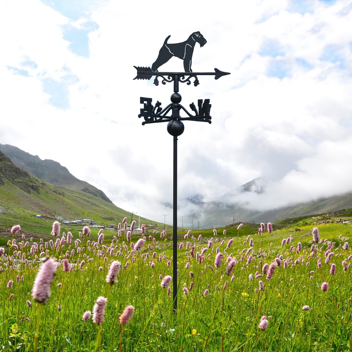 Cast Iron & Steel Welsh Terrier Free Standing Weathervane