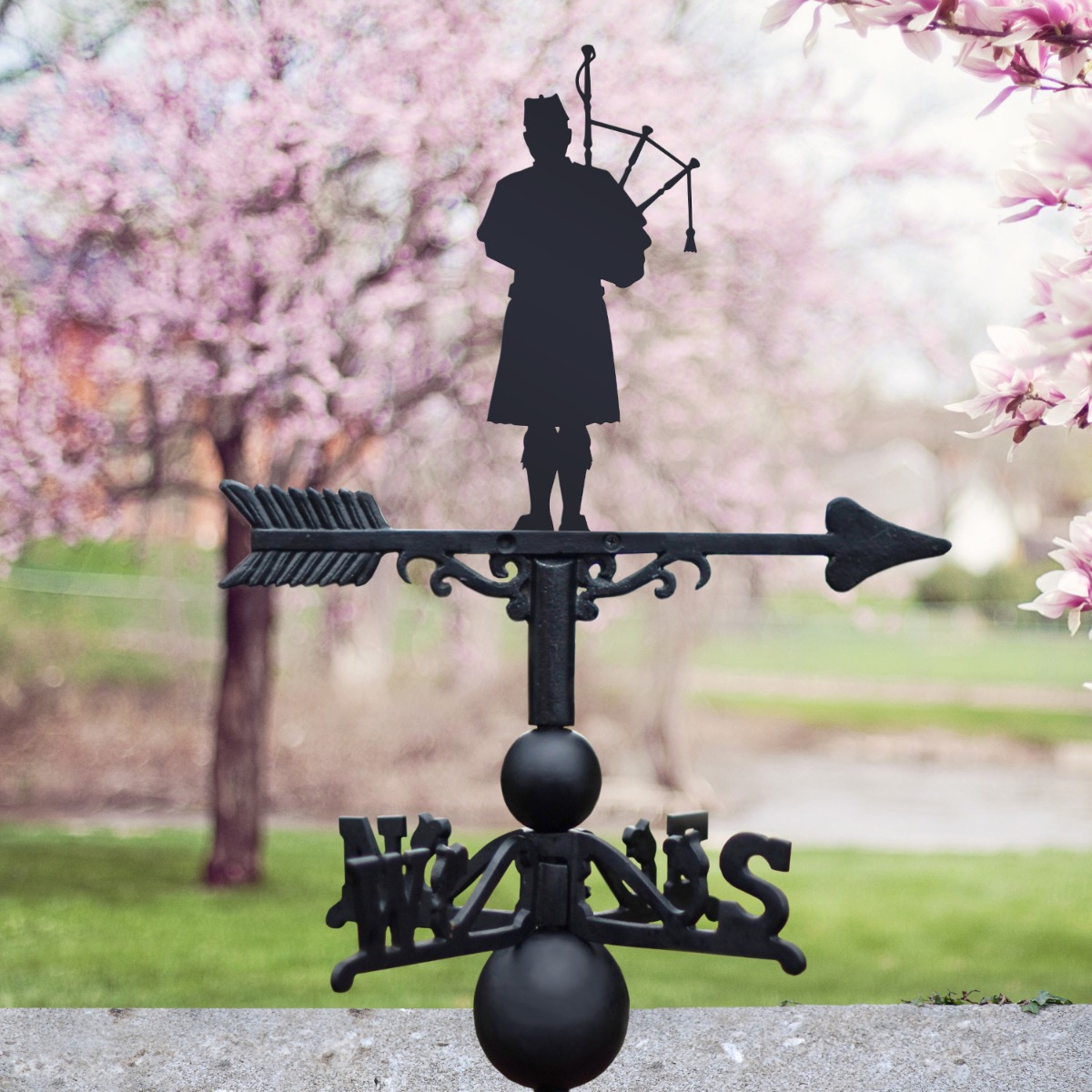 Cast Iron & Steel Bagpiper Miniature Weathervane
