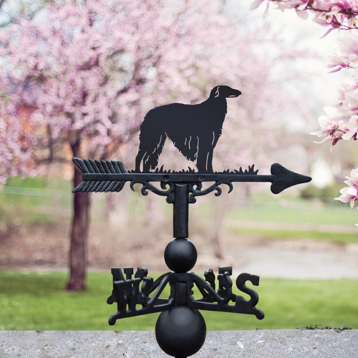 Cast Iron & Steel Borzoi Dog Weathervane