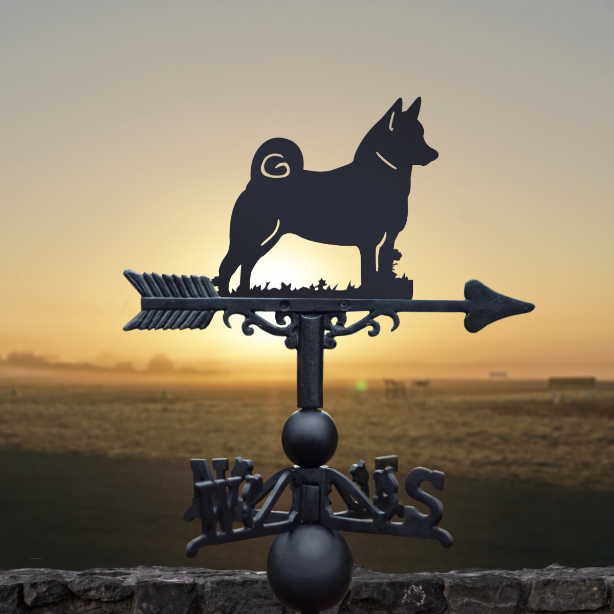 Cast Iron & Steel Norwegian Buhund Weathervane