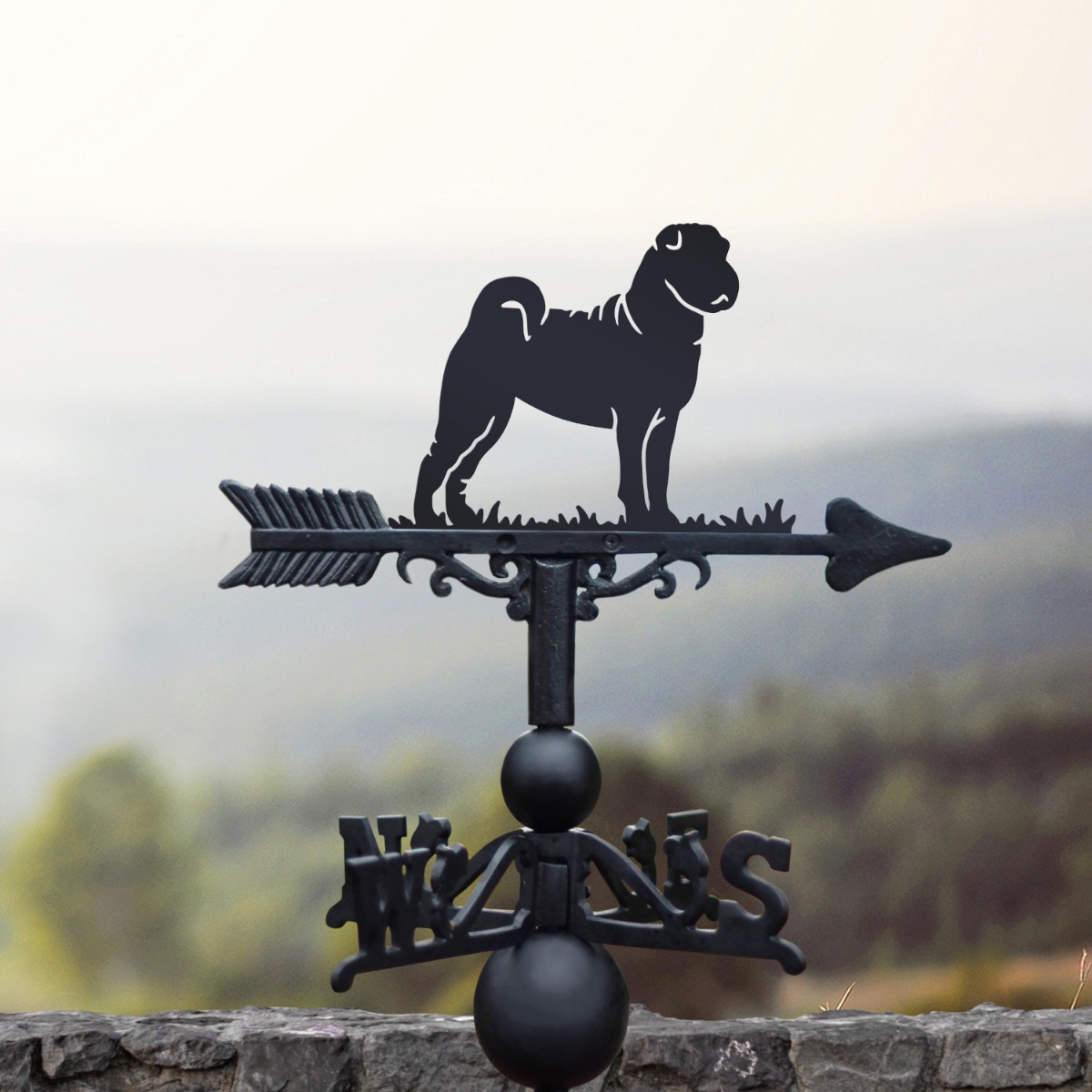 Cast Iron & Steel Chinese Shar Pei Weathervane
