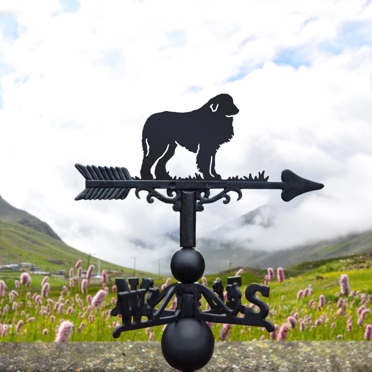 Cast Iron & Steel Great Pyrenees Dog Weathervane