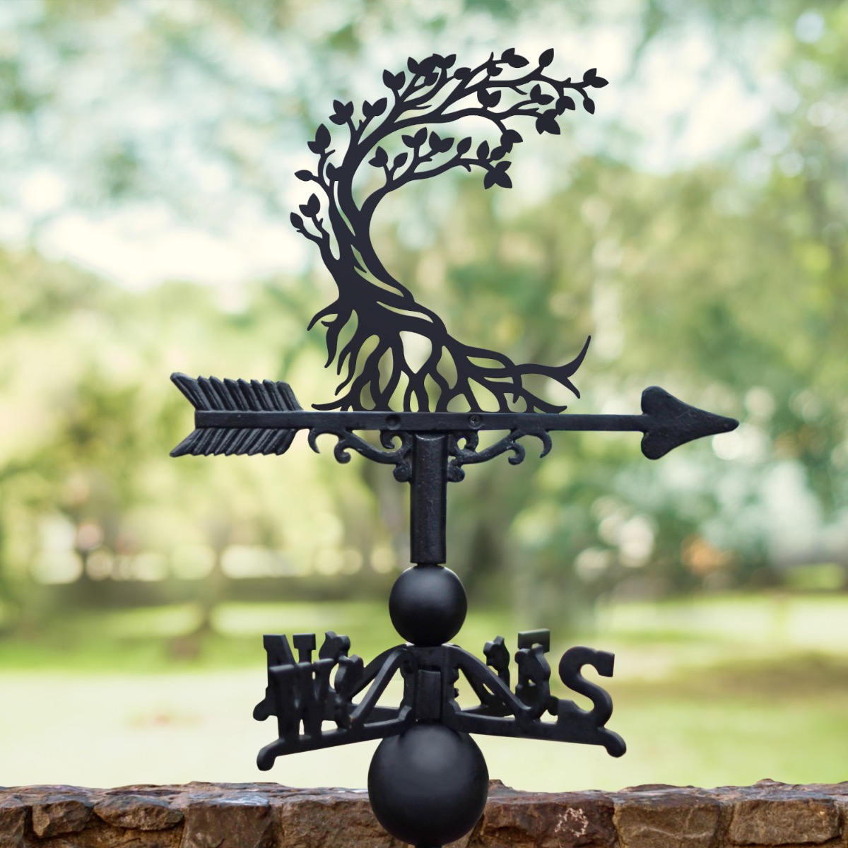 Cast Iron & Steel Half Moon "Tree Of Life" Weathervane