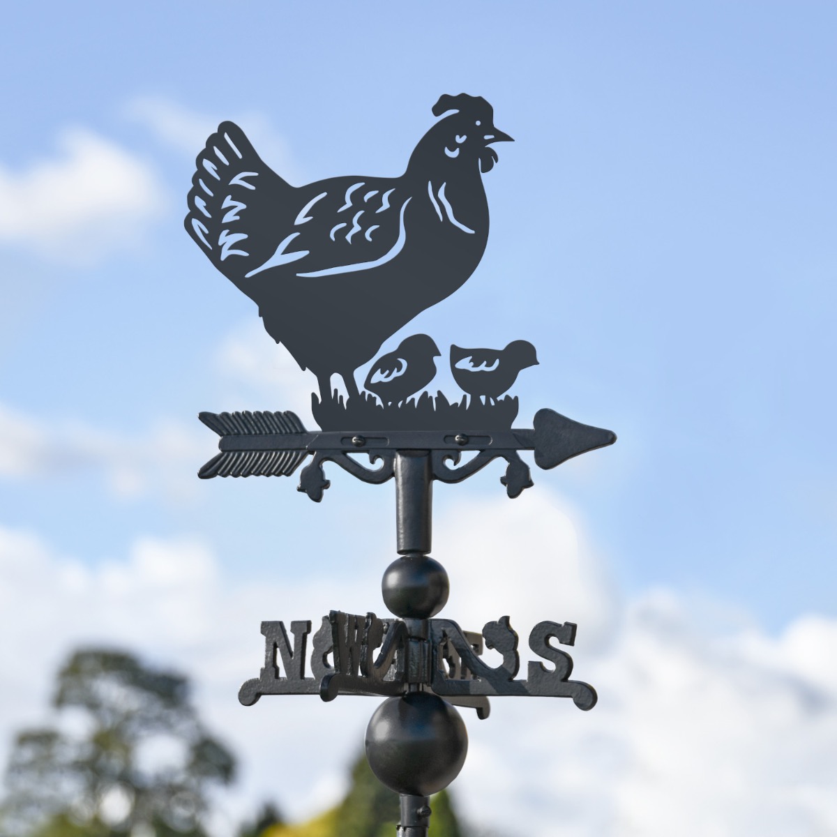 Cast Iron & Steel Hen & Chicks Miniature Weathervane