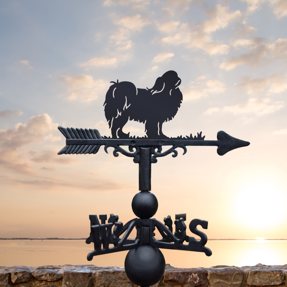 Cast Iron & Steel Japanese Chin Dog Weathervane