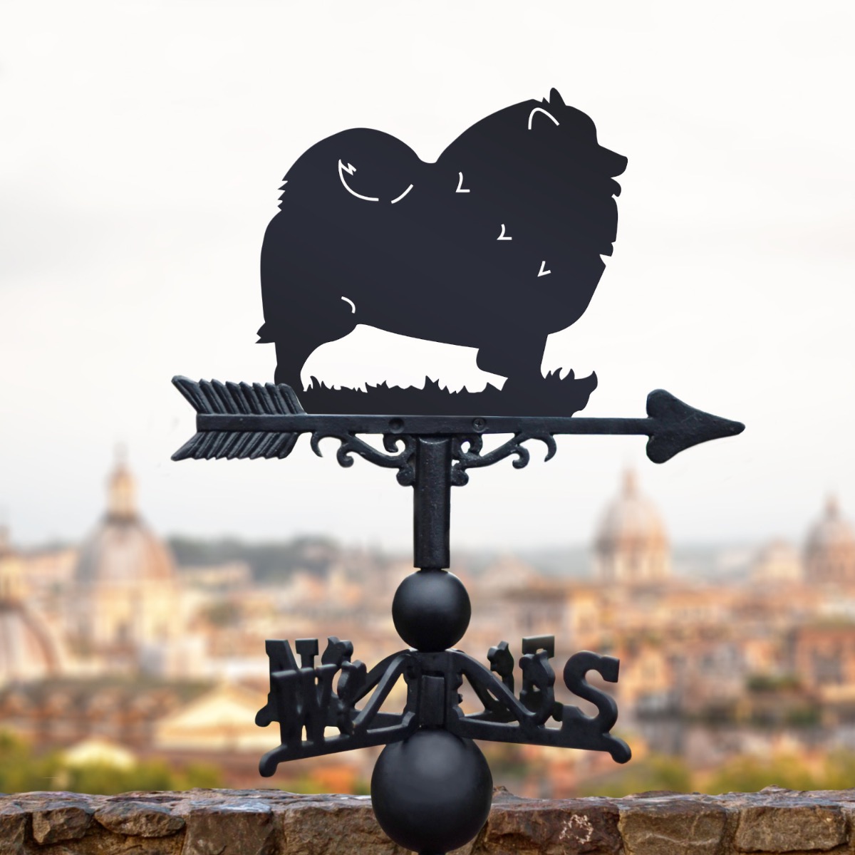 Cast Iron & Steel Keeshond Dog Weathervane